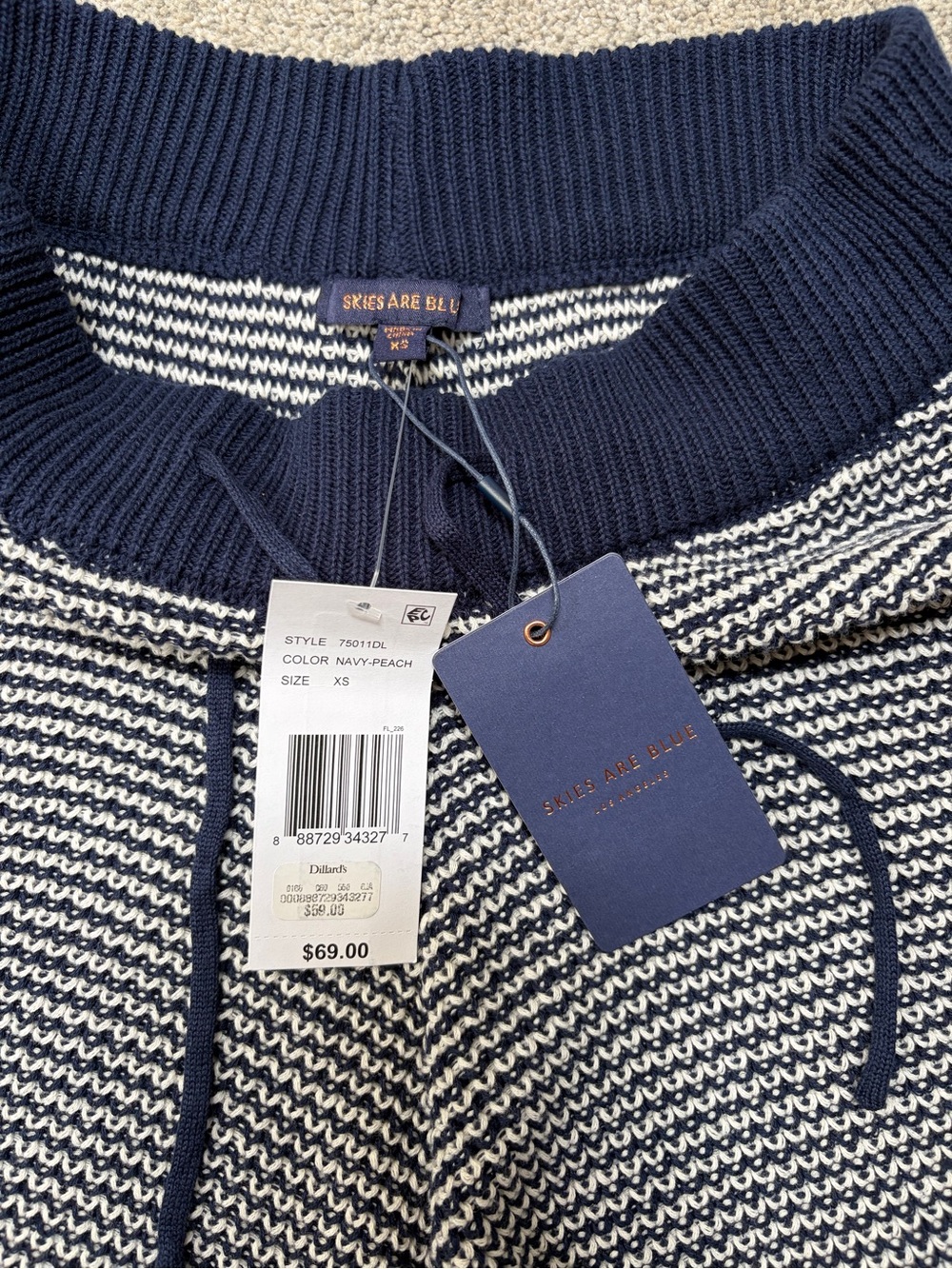 Skies Are Blue-Striped High Rise Sweater Shorts - Picture 4 of 5